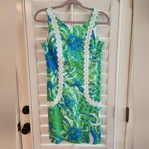 LILLY PULITZER l MIDI SHIFT DRESS, EMBROIDERED W 2 POCKETS